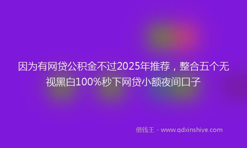 因为有网贷公积金不过2025年推荐，整合五个无视黑白100%秒下网贷小额夜间口子