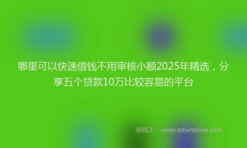哪里可以快速借钱不用审核小额2025年精选，分享五个贷款10万比较容易的平台