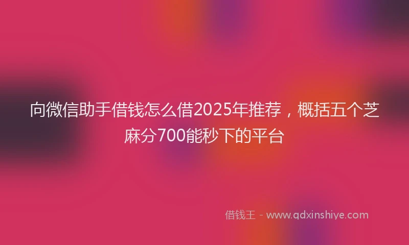 向微信助手借钱怎么借2025年推荐，概括五个芝麻分700能秒下的平台