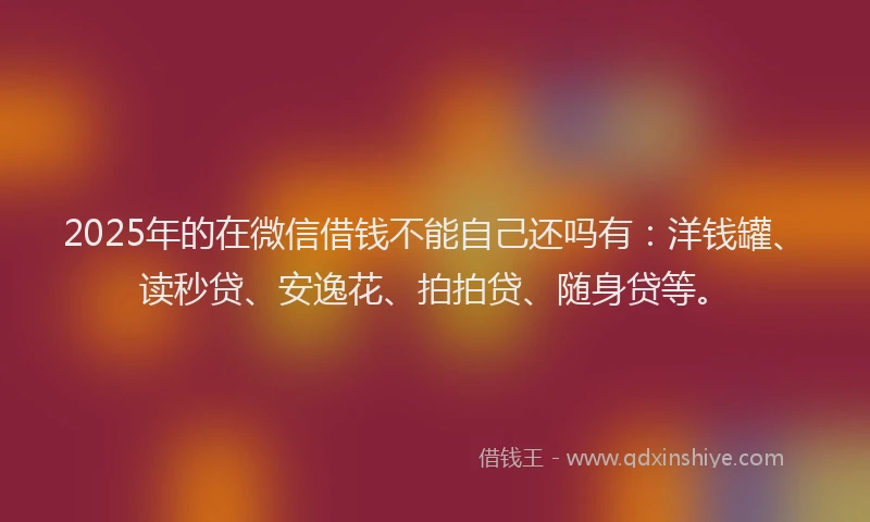 2025年的在微信借钱不能自己还吗有：洋钱罐、读秒贷、安逸花、拍拍贷、随身贷等。