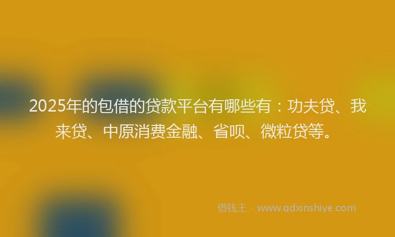 2025年的包借的贷款平台有哪些有：功夫贷、我来贷、中原消费金融、省呗、微粒贷等。