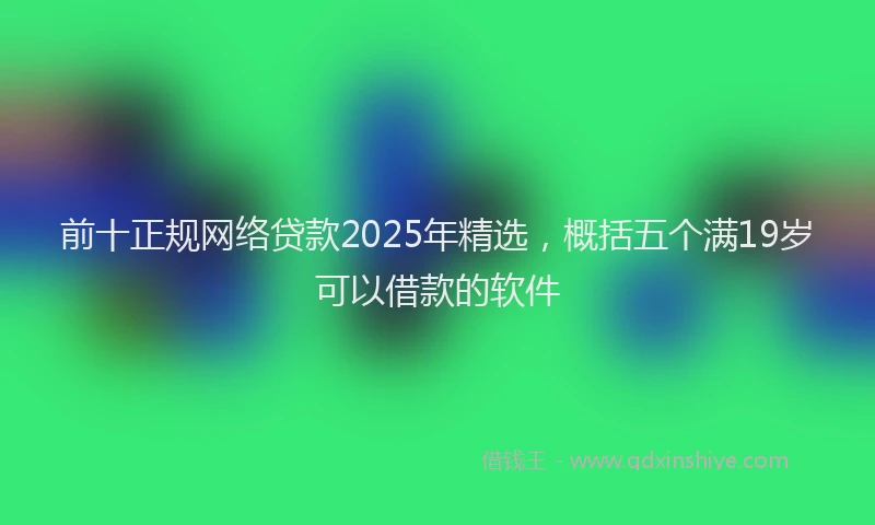 前十正规网络贷款2025年精选，概括五个满19岁可以借款的软件