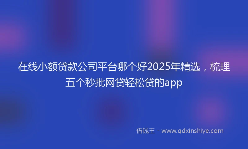 在线小额贷款公司平台哪个好2025年精选，梳理五个秒批网贷轻松贷的app