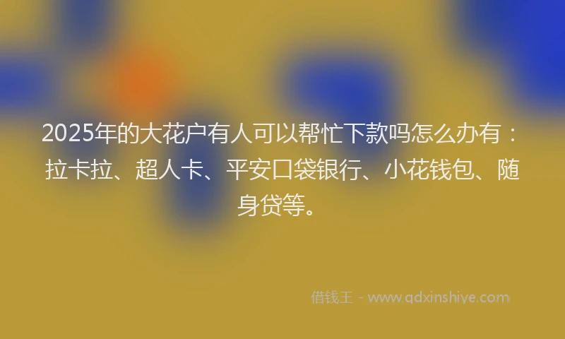 2025年的大花户有人可以帮忙下款吗怎么办有：拉卡拉、超人卡、平安口袋银行、小花钱包、随身贷等。