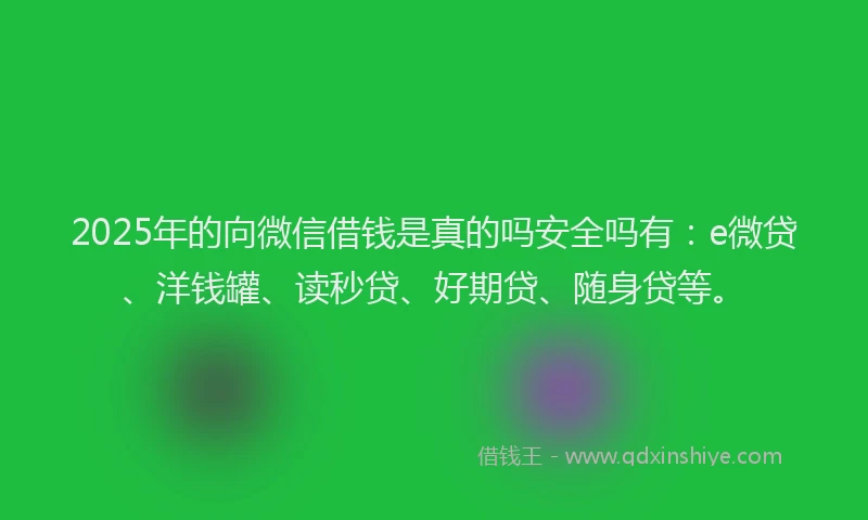 2025年的向微信借钱是真的吗安全吗有：e微贷、洋钱罐、读秒贷、好期贷、随身贷等。
