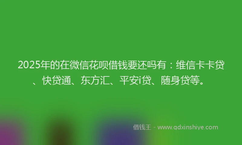 2025年的在微信花呗借钱要还吗有：维信卡卡贷、快贷通、东方汇、平安i贷、随身贷等。