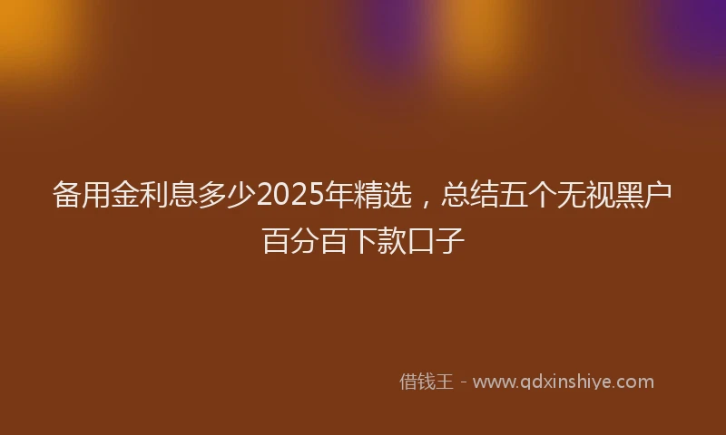 备用金利息多少2025年精选，总结五个无视黑户百分百下款口子