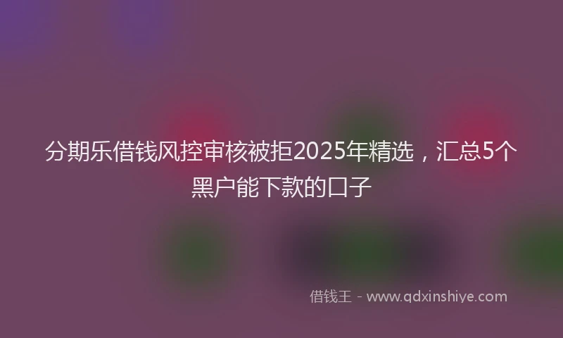 分期乐借钱风控审核被拒2025年精选，汇总5个黑户能下款的口子