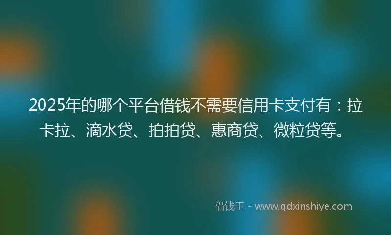 2025年的哪个平台借钱不需要信用卡支付有：拉卡拉、滴水贷、拍拍贷、惠商贷、微粒贷等。