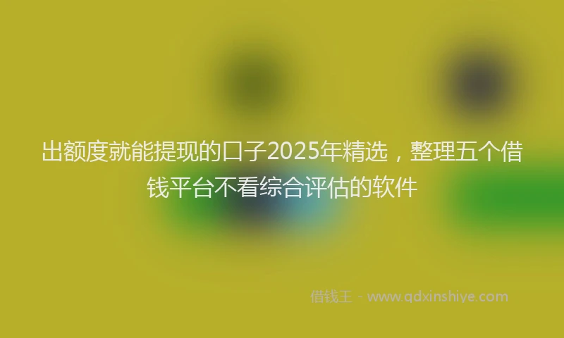 出额度就能提现的口子2025年精选，整理五个借钱平台不看综合评估的软件
