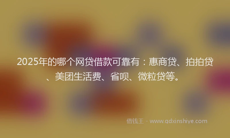 2025年的哪个网贷借款可靠有：惠商贷、拍拍贷、美团生活费、省呗、微粒贷等。