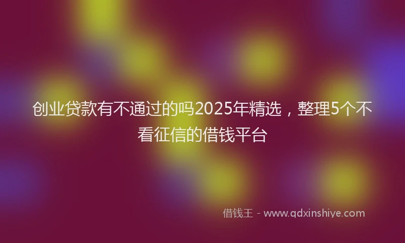 创业贷款有不通过的吗2025年精选，整理5个不看征信的借钱平台