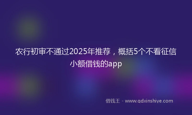 农行初审不通过2025年推荐，概括5个不看征信小额借钱的app