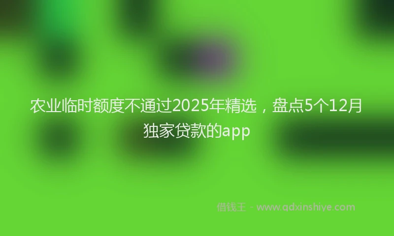 农业临时额度不通过2025年精选，盘点5个12月独家贷款的app