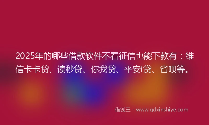 2025年的哪些借款软件不看征信也能下款有：维信卡卡贷、读秒贷、你我贷、平安i贷、省呗等。