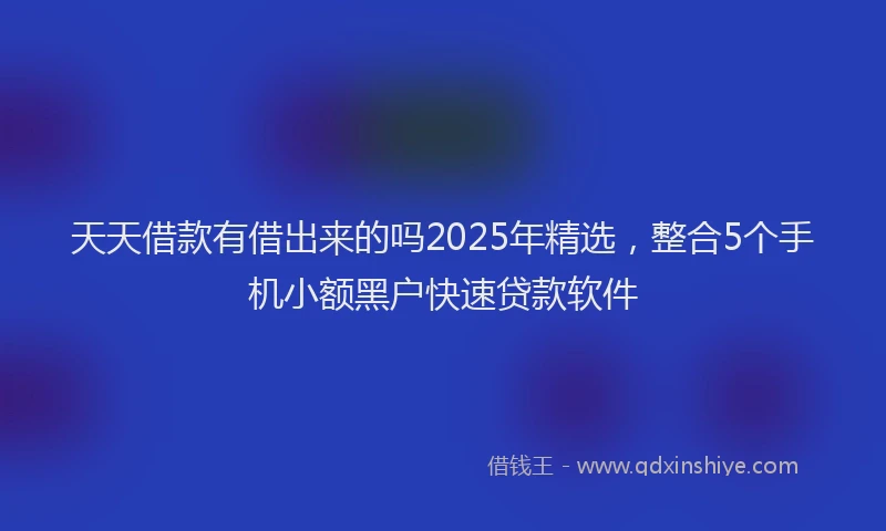 天天借款有借出来的吗2025年精选，整合5个手机小额黑户快速贷款软件