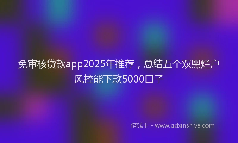 免审核贷款app2025年推荐，总结五个双黑烂户风控能下款5000口子