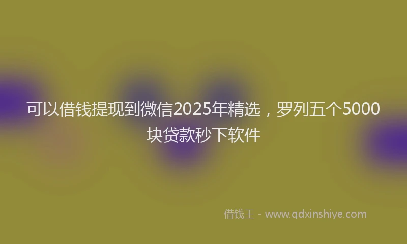 可以借钱提现到微信2025年精选，罗列五个5000块贷款秒下软件