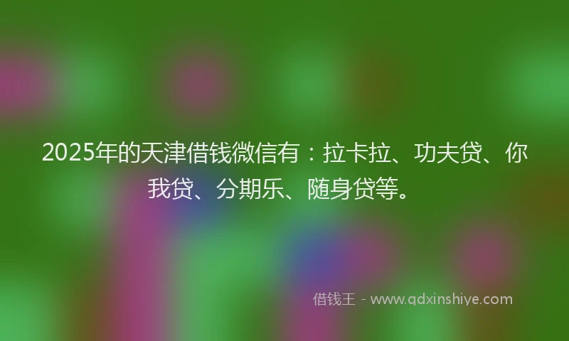 2025年的天津借钱微信有：拉卡拉、功夫贷、你我贷、分期乐、随身贷等。