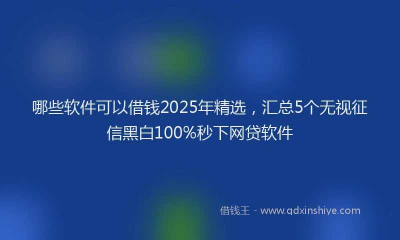 哪些软件可以借钱2025年精选，汇总5个无视征信黑白100%秒下网贷软件