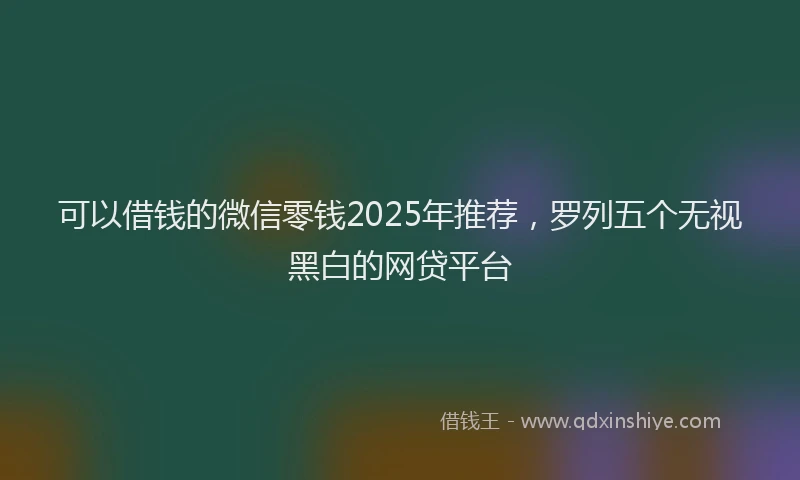 可以借钱的微信零钱2025年推荐，罗列五个无视黑白的网贷平台