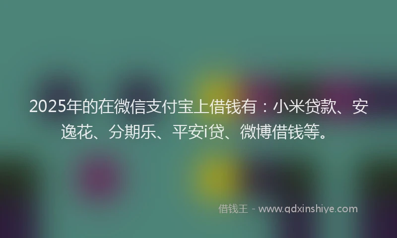 2025年的在微信支付宝上借钱有：小米贷款、安逸花、分期乐、平安i贷、微博借钱等。