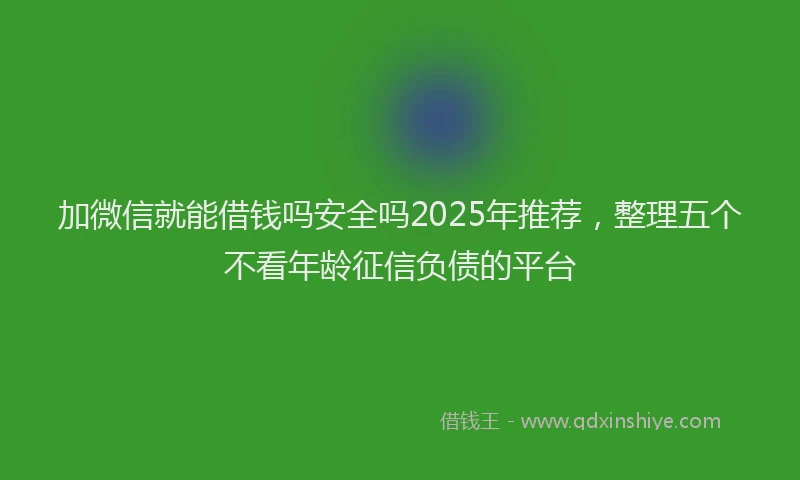 加微信就能借钱吗安全吗2025年推荐，整理五个不看年龄征信负债的平台