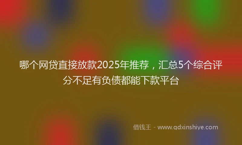 哪个网贷直接放款2025年推荐，汇总5个综合评分不足有负债都能下款平台