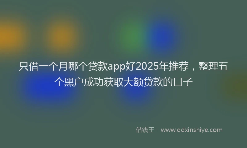 只借一个月哪个贷款app好2025年推荐，整理五个黑户成功获取大额贷款的口子