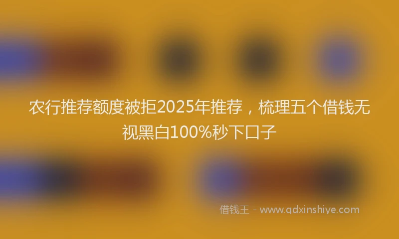 农行推荐额度被拒2025年推荐，梳理五个借钱无视黑白100%秒下口子