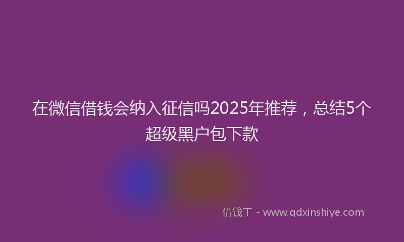 在微信借钱会纳入征信吗2025年推荐，总结5个超级黑户包下款