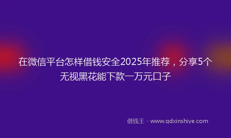 在微信平台怎样借钱安全2025年推荐，分享5个无视黑花能下款一万元口子