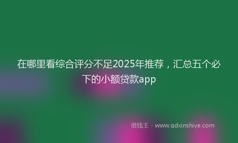 在哪里看综合评分不足2025年推荐，汇总五个必下的小额贷款app