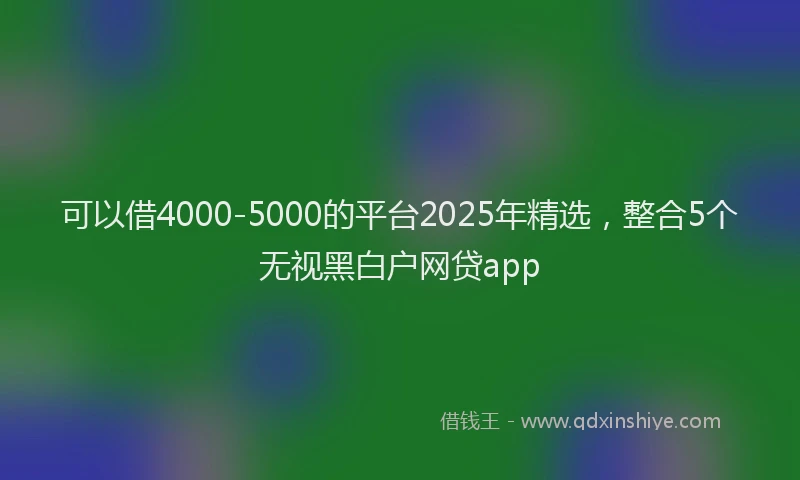 可以借4000-5000的平台2025年精选，整合5个无视黑白户网贷app