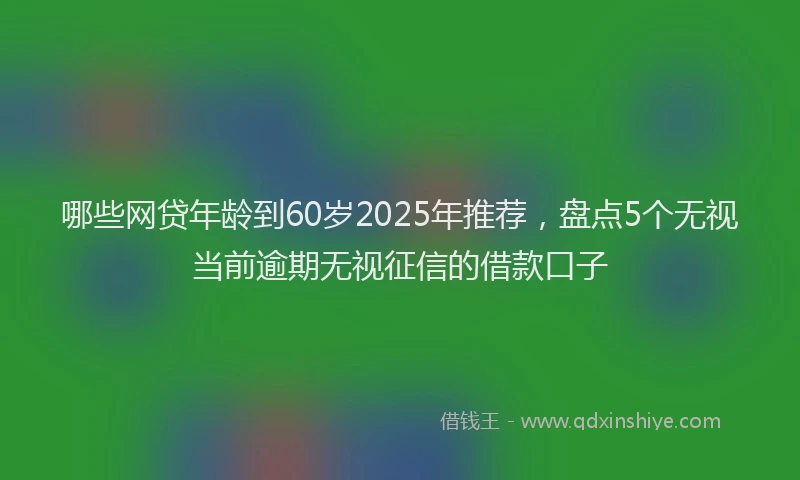 哪些网贷年龄到60岁2025年推荐，盘点5个无视当前逾期无视征信的借款口子