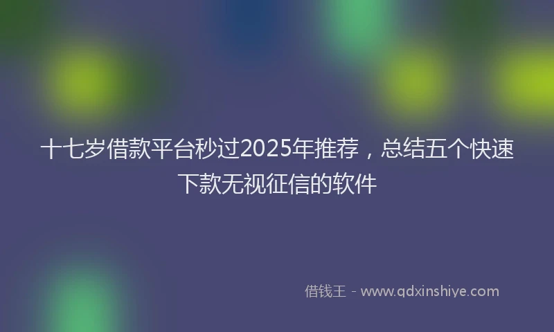 十七岁借款平台秒过2025年推荐，总结五个快速下款无视征信的软件