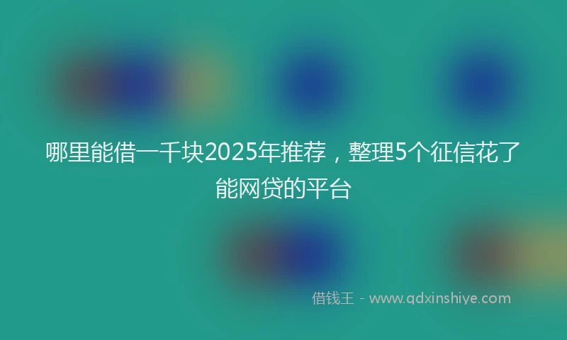 哪里能借一千块2025年推荐，整理5个征信花了能网贷的平台