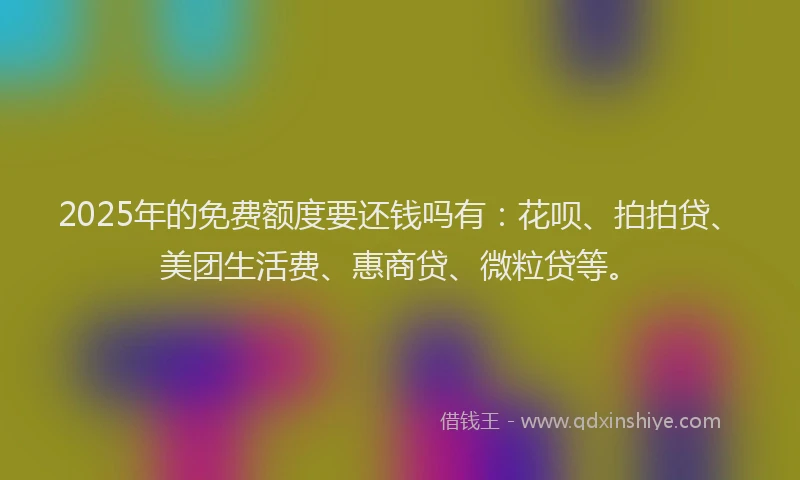 2025年的免费额度要还钱吗有：花呗、拍拍贷、美团生活费、惠商贷、微粒贷等。
