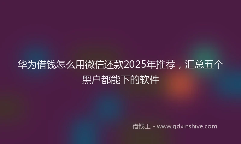 华为借钱怎么用微信还款2025年推荐，汇总五个黑户都能下的软件