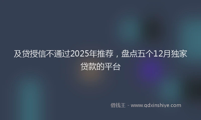 及贷授信不通过2025年推荐，盘点五个12月独家贷款的平台