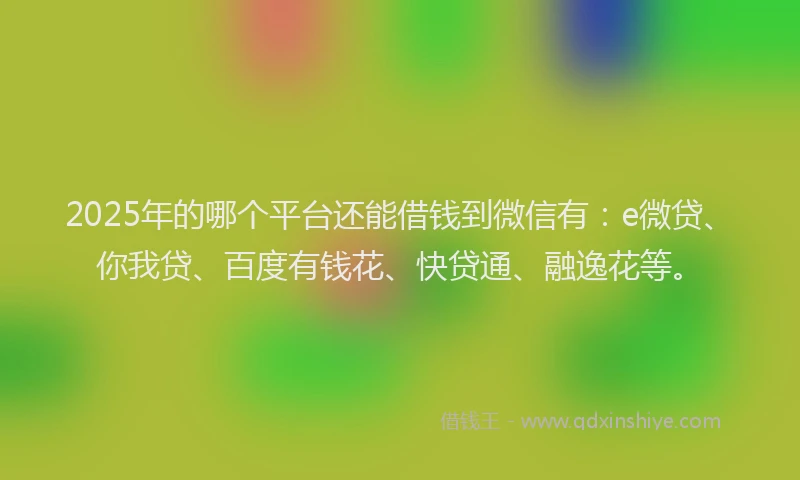 2025年的哪个平台还能借钱到微信有：e微贷、你我贷、百度有钱花、快贷通、融逸花等。