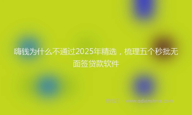 嗨钱为什么不通过2025年精选，梳理五个秒批无面签贷款软件