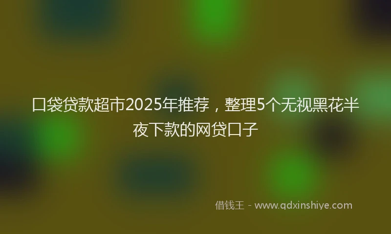 口袋贷款超市2025年推荐，整理5个无视黑花半夜下款的网贷口子