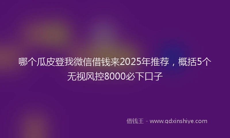 哪个瓜皮登我微信借钱来2025年推荐，概括5个无视风控8000必下口子
