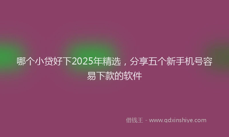哪个小贷好下2025年精选，分享五个新手机号容易下款的软件