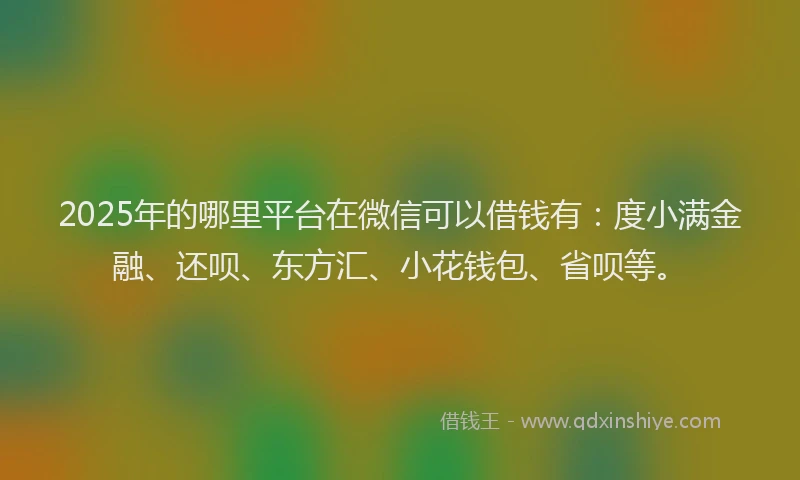 2025年的哪里平台在微信可以借钱有：度小满金融、还呗、东方汇、小花钱包、省呗等。