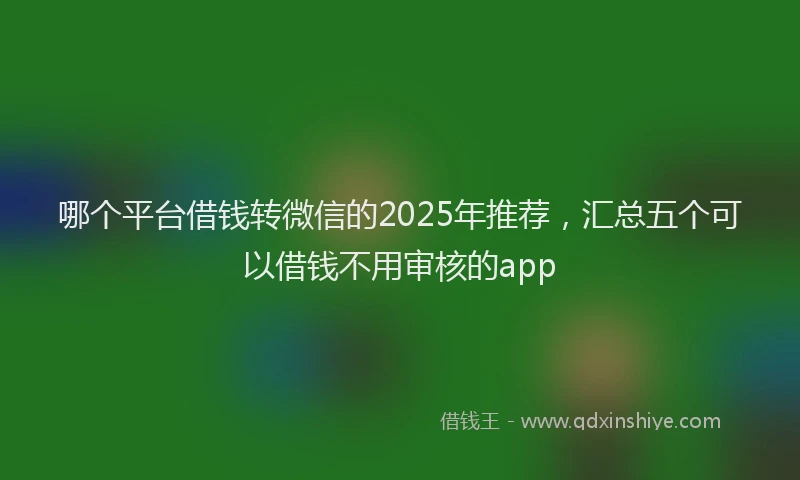 哪个平台借钱转微信的2025年推荐，汇总五个可以借钱不用审核的app