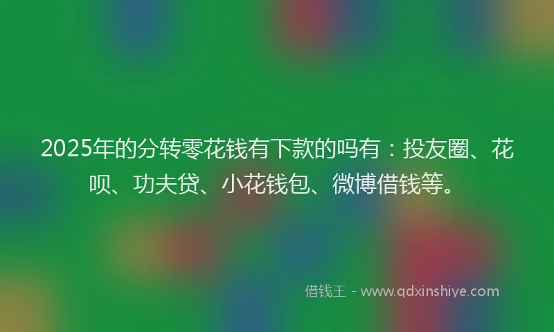 2025年的分转零花钱有下款的吗有：投友圈、花呗、功夫贷、小花钱包、微博借钱等。