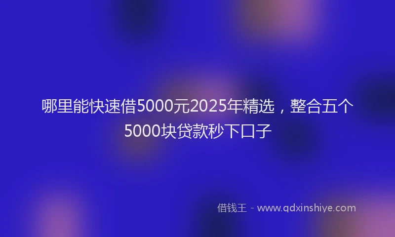 哪里能快速借5000元2025年精选，整合五个5000块贷款秒下口子