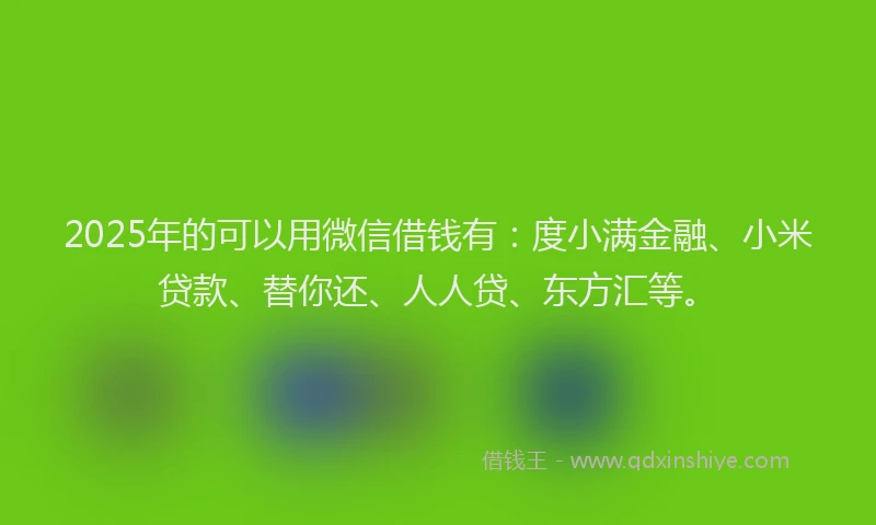 2025年的可以用微信借钱有：度小满金融、小米贷款、替你还、人人贷、东方汇等。